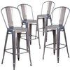 Flash Furniture Clear Coated Indoor Barstool with Back, 30" High 4-XU-DG-TP001B-30-GG